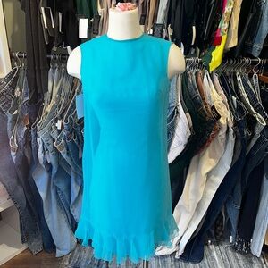 Vintage 60s CHIFFON ruffle Mod Shift Dress
